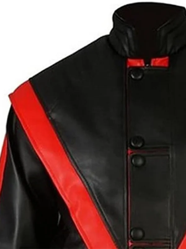 Michael Jackson Red Stripe Black Leather Jacket