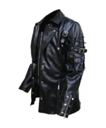 Steampunk Gothic Black Leather Jacket Coat