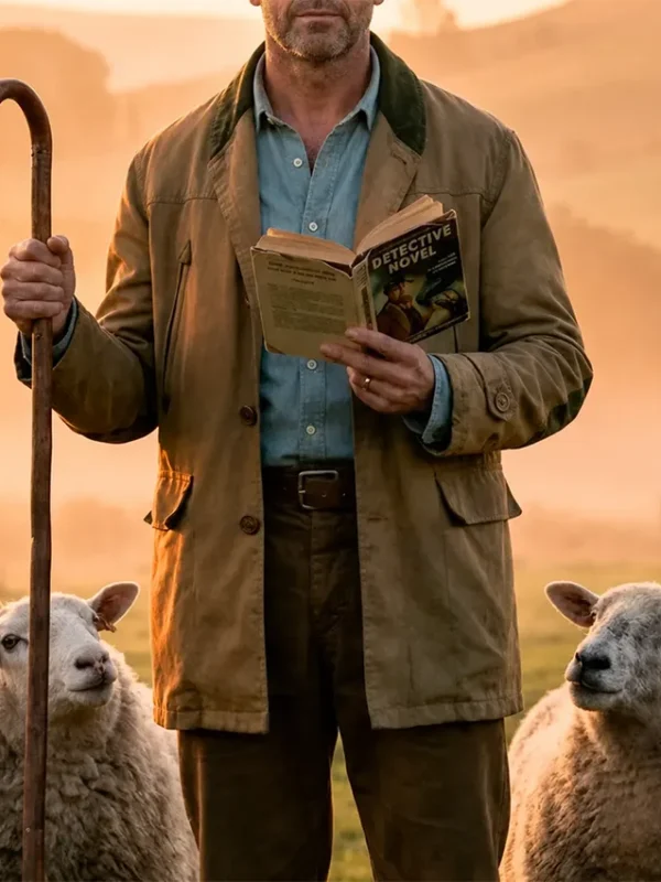 The Sheep Detectives Hugh Jackman Brown Coat