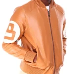Unisex 8 Ball Orange Fur Hooded Leather Jacket