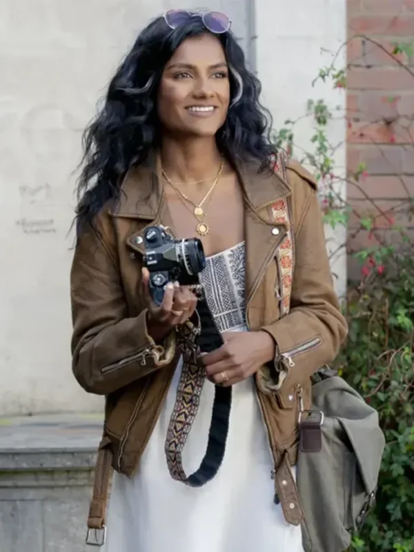 Simone Ashley Picture This Brown Leather Jacket