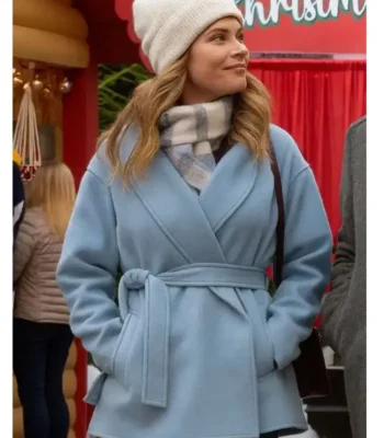 Single on the 25th Lyndsy Fonseca Blue Wool Coat