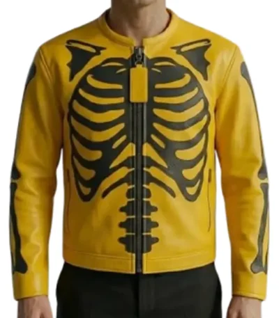 Skeleton Yellow Leather Jacket
