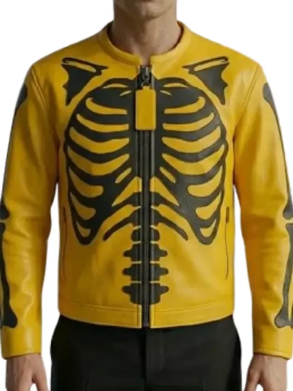 Skeleton Yellow Leather Jacket