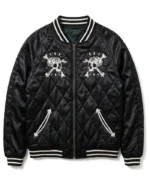 Skull and Crossbone Quilted Black Jacket