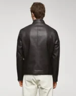 Slim Fit Leather Jacket Black