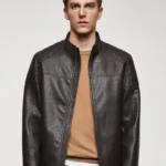 Slim Fit Leather Jacket Black