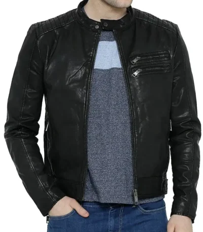 Slim Fit Leather Jacket Moto Lambskin