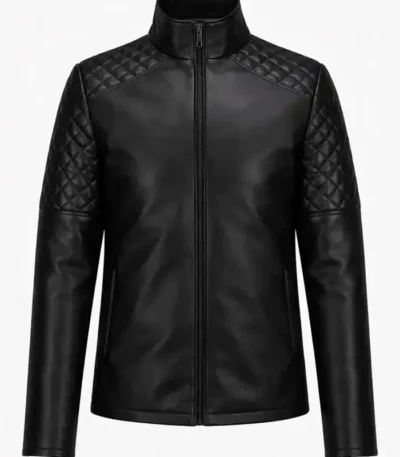 Slim Fit Quilted Black Leather Jacket
