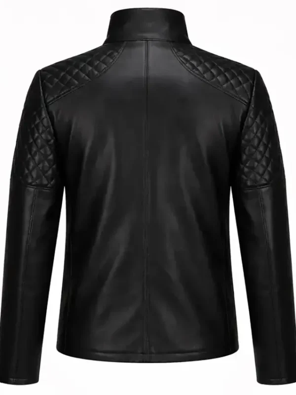 Slim Fit Quilted Black Leather Jacket