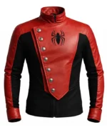 Spider-Man Red and Black Asymmetrical Leather Jacket