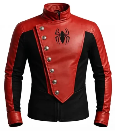 Spider-Man Red and Black Asymmetrical Leather Jacket