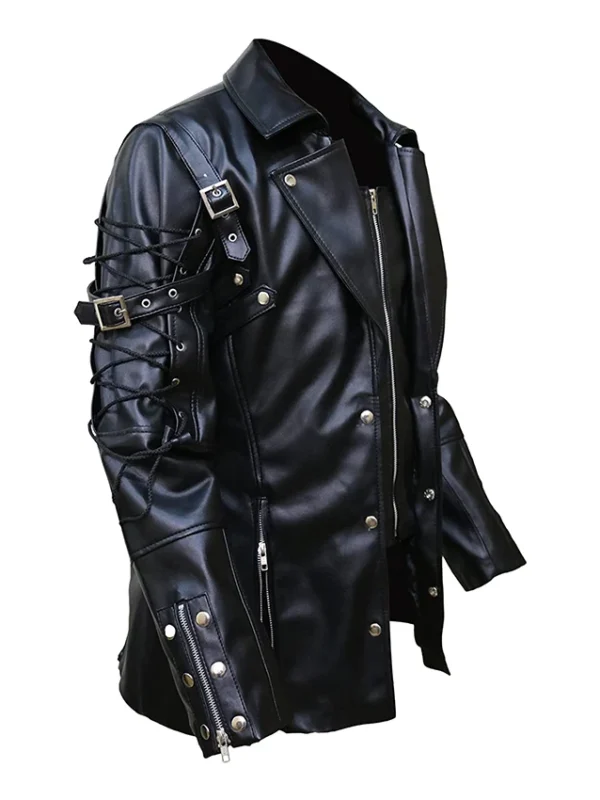 Steampunk Gothic Black Leather Jacket Coat