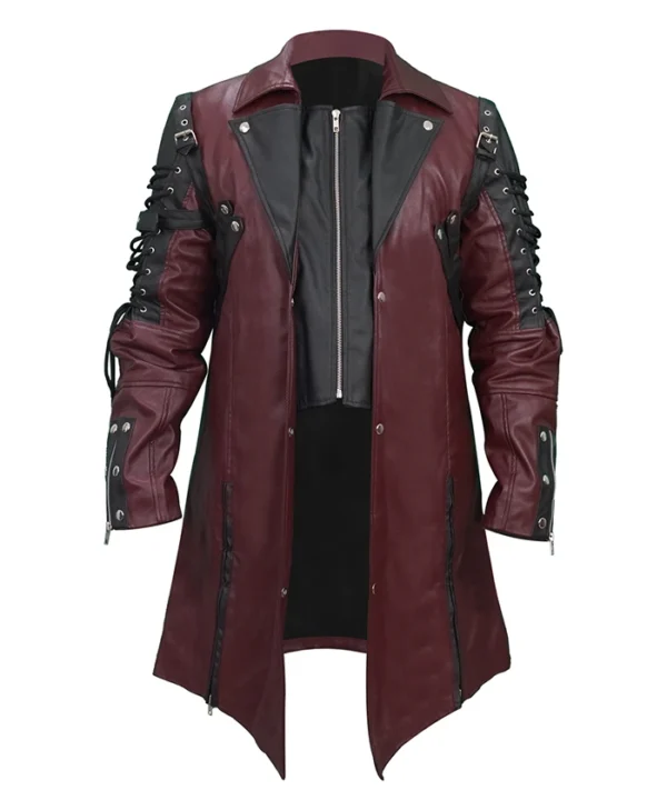Steampunk Punk Rave Poison Gothic Maroon Leather Coat
