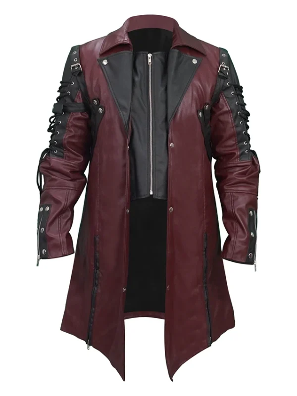 Steampunk Punk Rave Poison Gothic Maroon Leather Coat