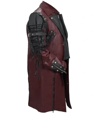 Steampunk Punk Rave Poison Gothic Maroon Leather Coat