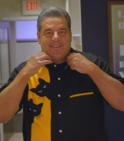 Steve Schirripa Sisterhood Inc Cotton Cat Print Shirt