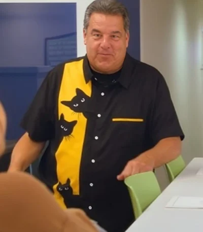 Steve Schirripa Sisterhood Inc Cotton Cat Print Shirt