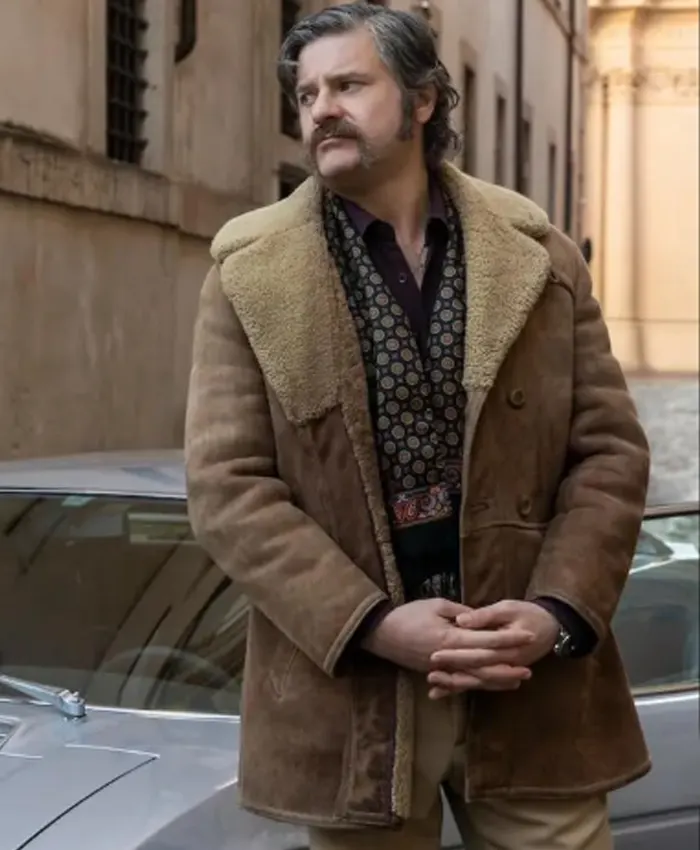 The Big Fake Edoardo Pesce Brown Shearling Coat The Big Fake Edoardo Pesce Brown Shearling Coat