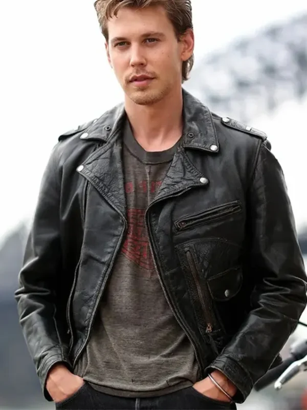 The Bikeriders Austin Butler Black Biker Leather Jacket
