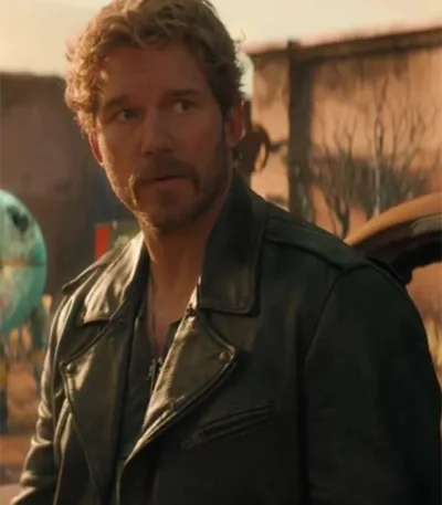 The Electric State Chris Pratt Black Leather Jacket
