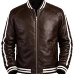 Brown Leather Varsity Jacket