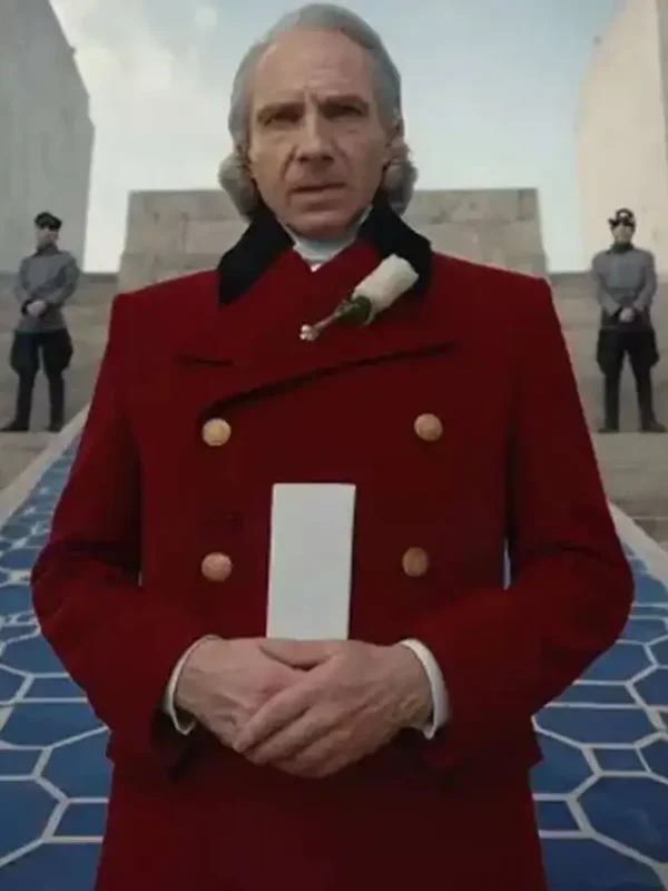 The Hunger Games Sunrise on the Reaping Ralph Fiennes Red Coat