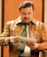 The Office Ricky Gervais S02 EP03 Brown Leather Jacket