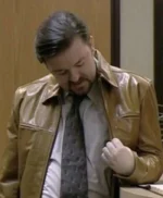 The Office Ricky Gervais S02 EP03 Brown Leather Jacket