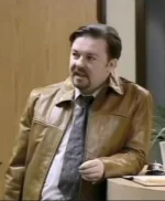 The Office Ricky Gervais S02 EP03 Brown Leather Jacket