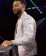 The Voice John Legend White Crocodile Leather Jacket