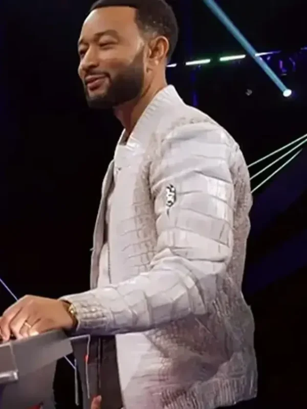 The Voice John Legend White Crocodile Leather Jacket