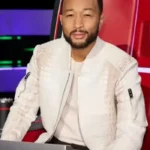 The Voice John Legend White Crocodile Leather Jacket