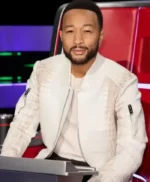 The Voice John Legend White Crocodile Leather Jacket
