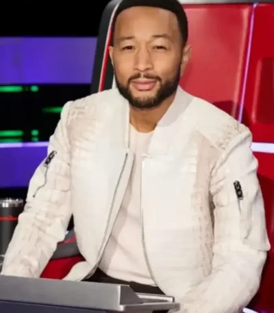 The Voice John Legend White Crocodile Leather Jacket