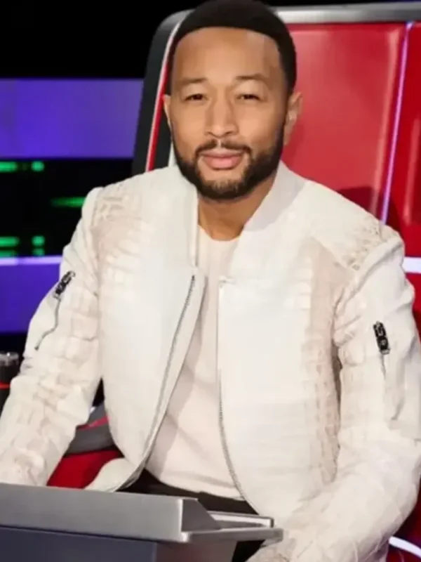 The Voice John Legend White Crocodile Leather Jacket