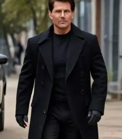 Tom Cruise Mission Impossible 8 Black Wool Coat