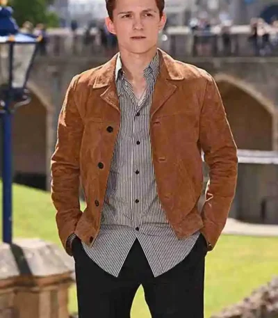 Tom Holland Spiderman Far From Home Brown Suede Jacket