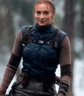 Sophie Turner Tomb Raider Lara Croft Blue Vest