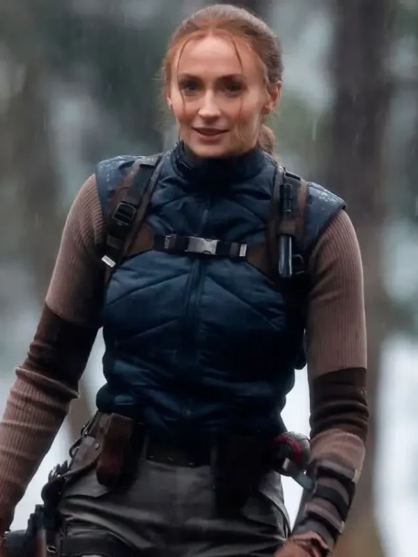 Sophie Turner Tomb Raider Lara Croft Blue Vest