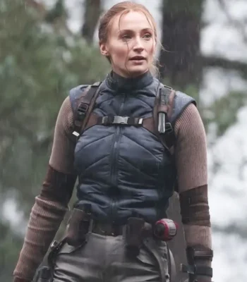 Sophie Turner Tomb Raider Lara Croft Blue Vest