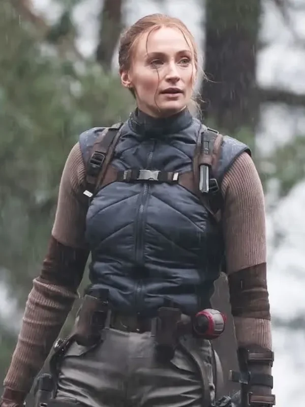 Sophie Turner Tomb Raider Lara Croft Blue Vest