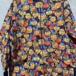 Too Many Pumpkins Print Halloween Scrub Jacket