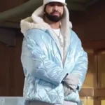 Toronto ICEMAN Video Shoot Drake Blue Quilted Jacket