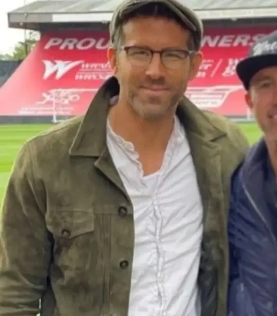 Welcome to Wrexham 2022 Ryan Reynolds Green Suede Jacket