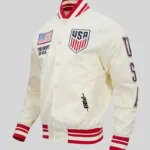 US Soccer Off-White Satin Jacket