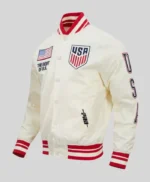 US Soccer Off-White Satin Jacket