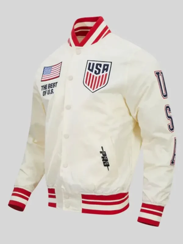 US Soccer Off-White Satin Jacket