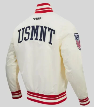 US Soccer Off-White Satin Jacket