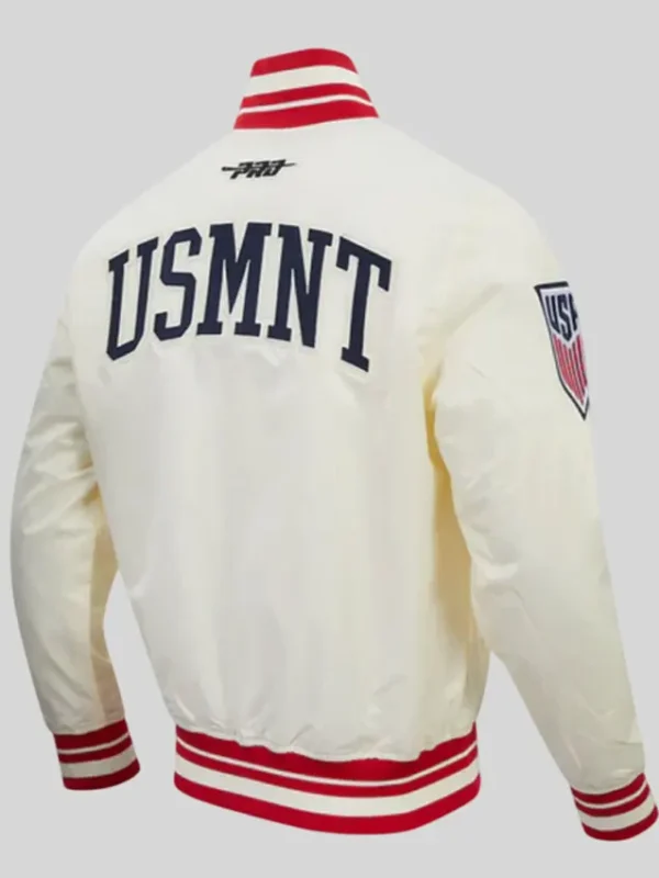 US Soccer Off-White Satin Jacket